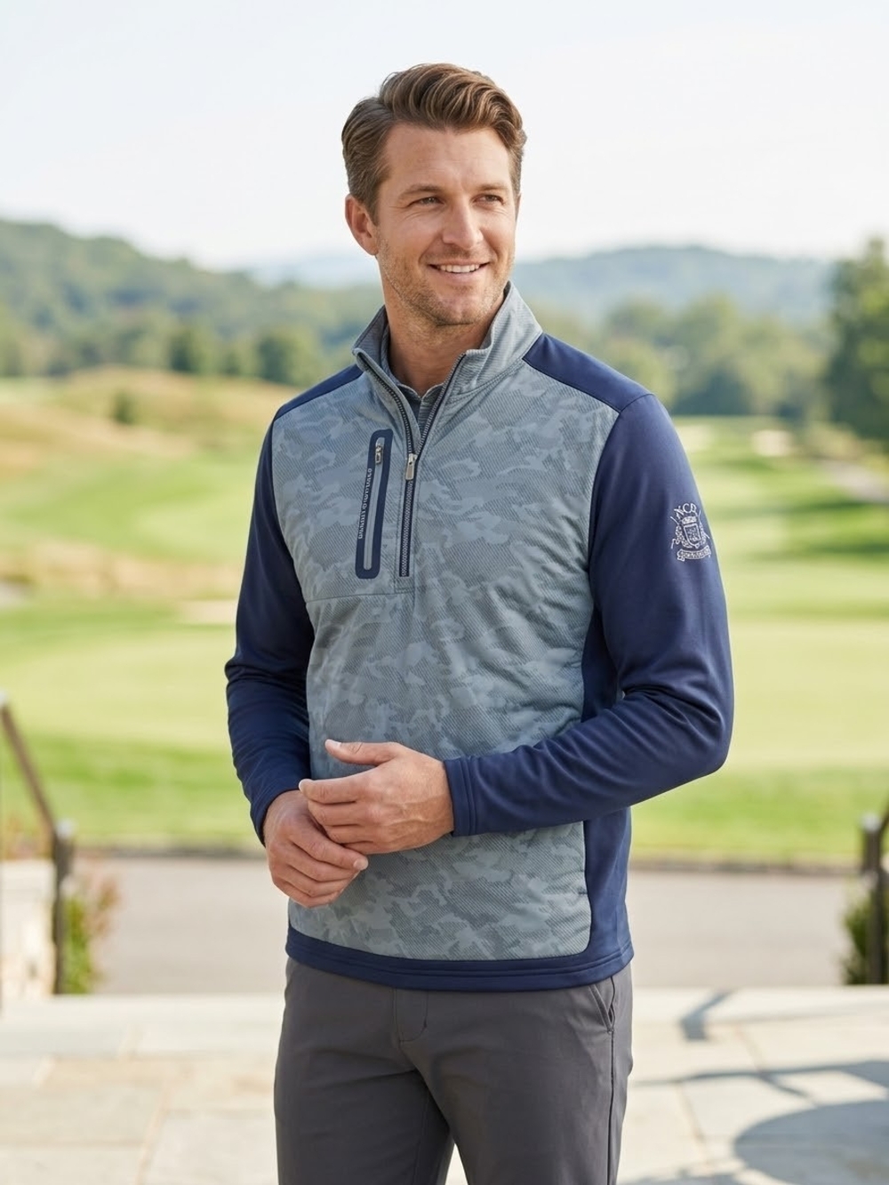 Peter Millar Crown Sport Stealth Camo Quarter-Zip Pullover Medium